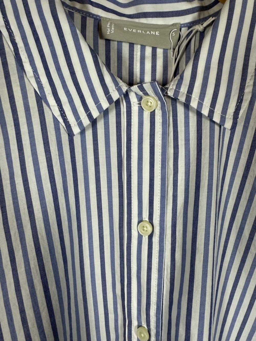 Everlane Cropped Striped Cotton Button Down The Woven PJ Top NWT Small - Picture 10 of 13